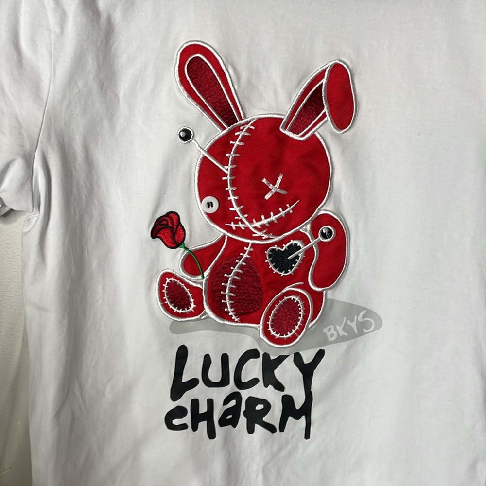 BKYS - Black Keys Lucky Charm Tee Patch White Red Size S - Picture 2 of 7